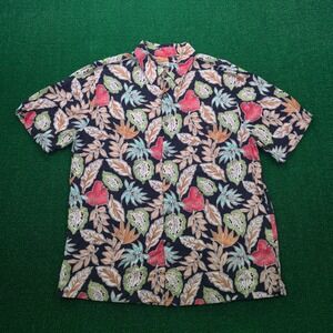 Batek Bay Hawaiian Shirt Mens Large Floral Rayon Button Up Aloha Tropical Print